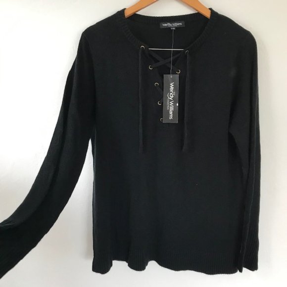 Wendy Williams Collection LaceUp Front Sweater NWT - Picture 4 of 6